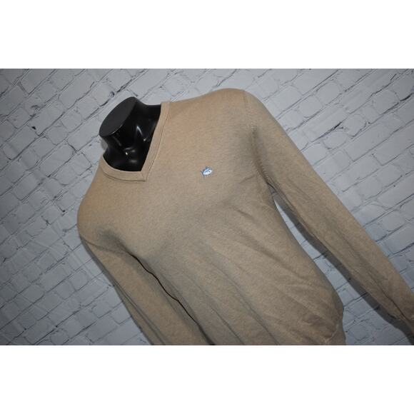 Southern Tide Sweater Mens Size Medium Pullover V-Neck Tan Cotton - Picture 1 of 7